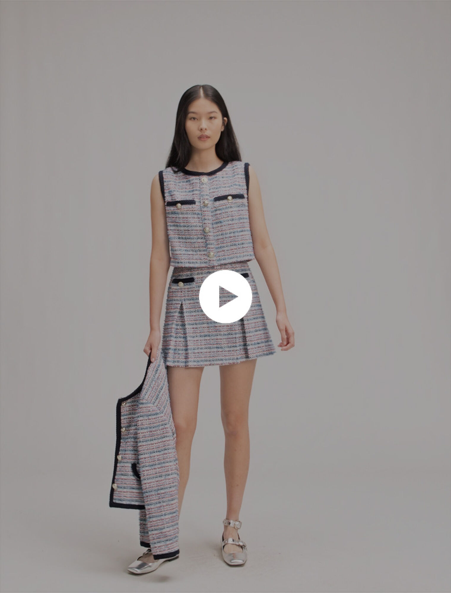 Vestido corto 2 en 1 de tweed