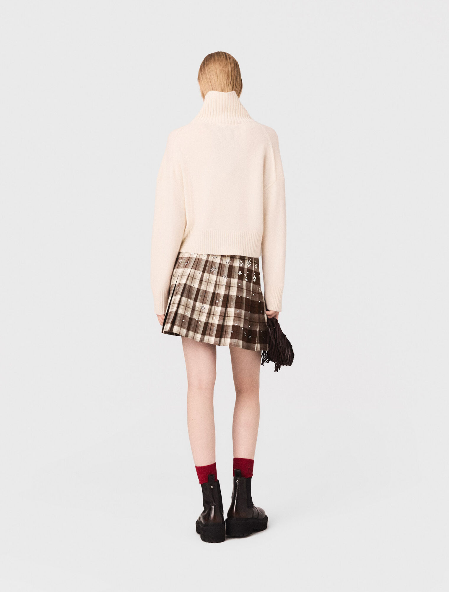 Falda kilt de cuadros con pedrería