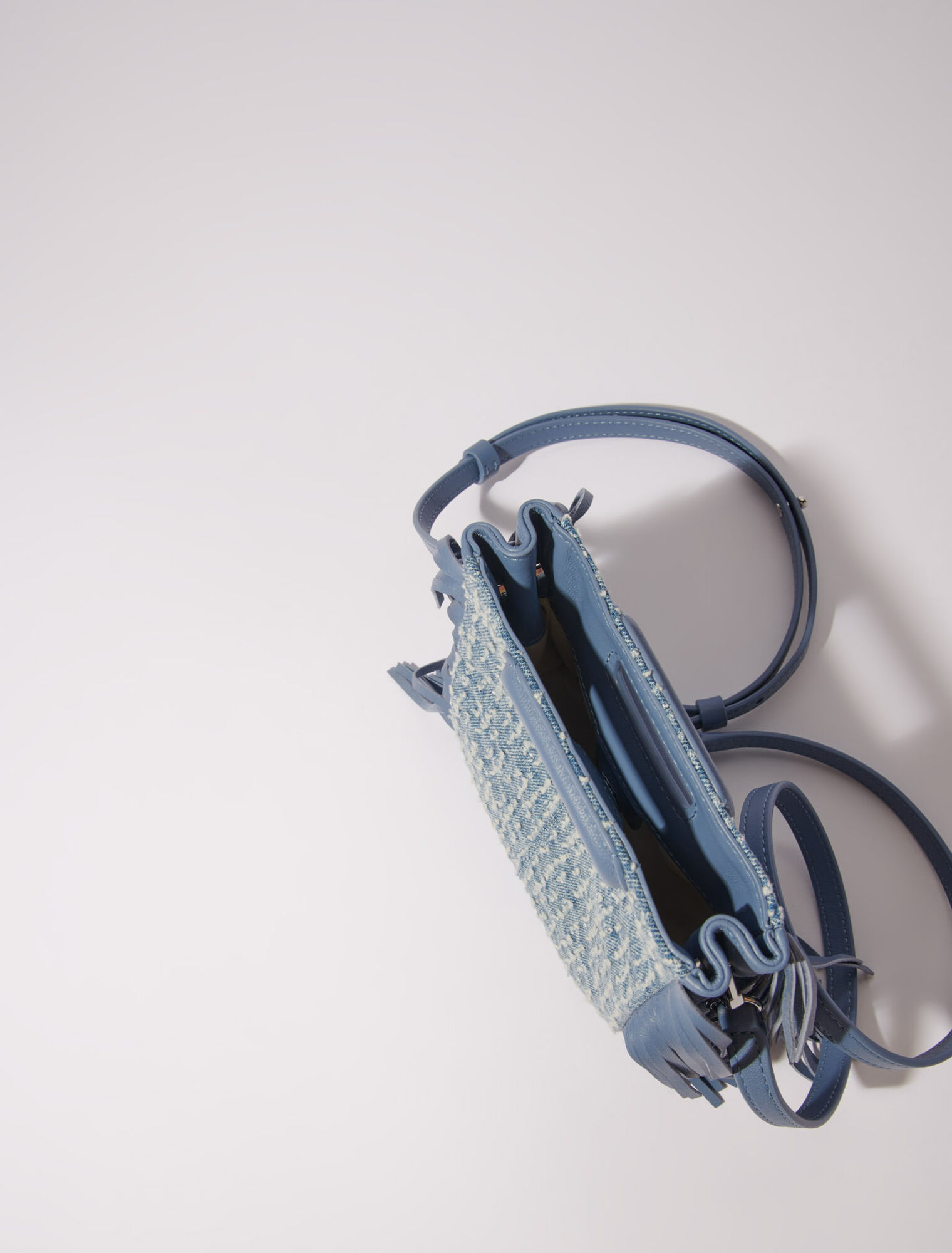 Bolso M mini de tela denim y estrás