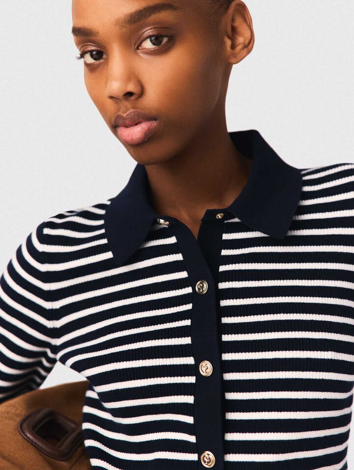 C&aacute;rdigan de rayas con cuello polo