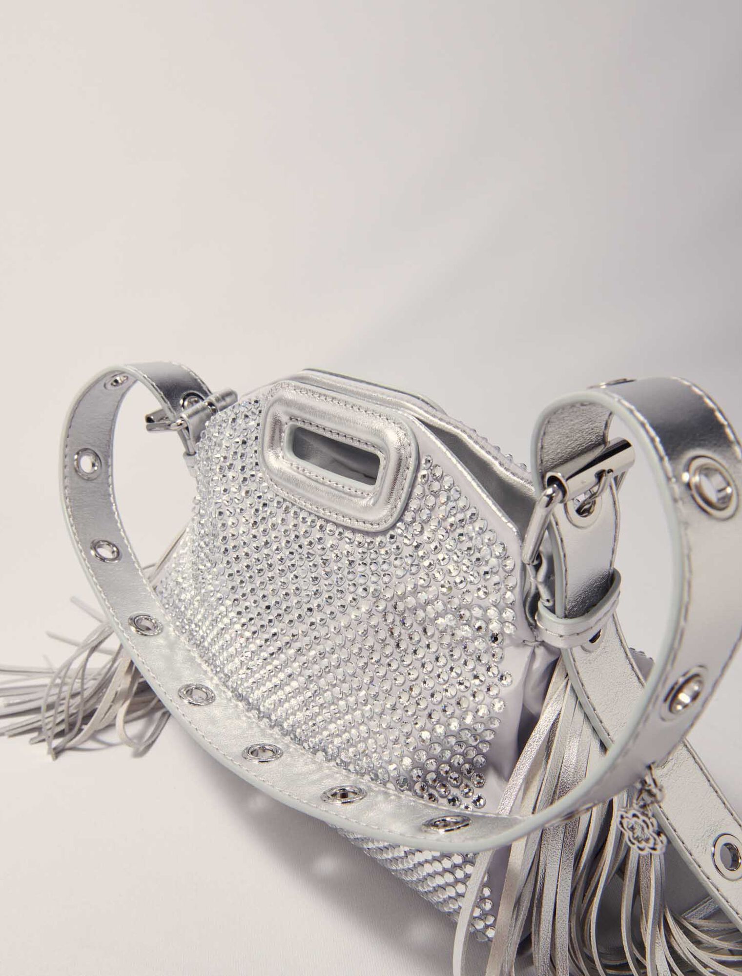 Bolso Miss M Mini metalizado con estrás