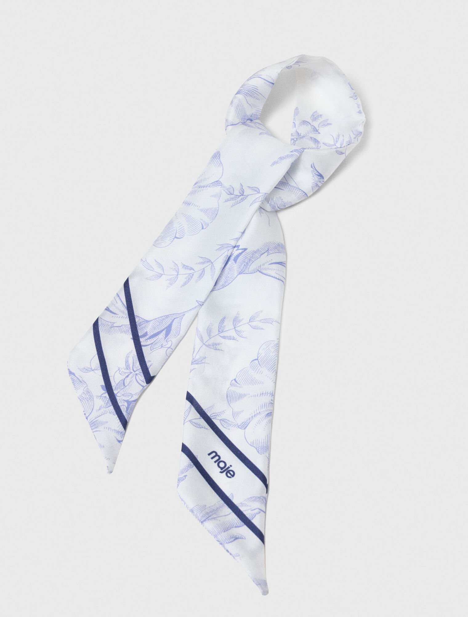 Pa&ntilde;uelo de seda estampado de flores