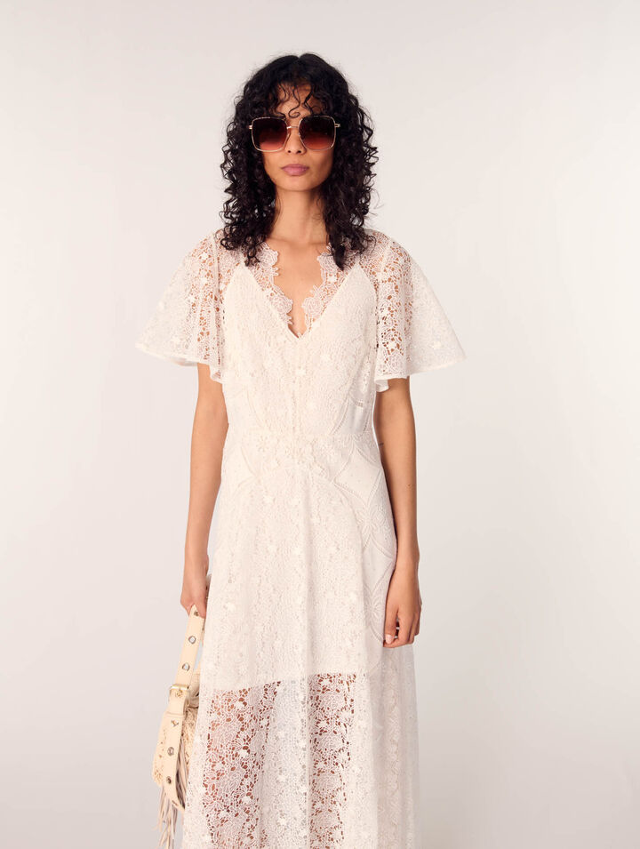 Falda larga en guipur floral