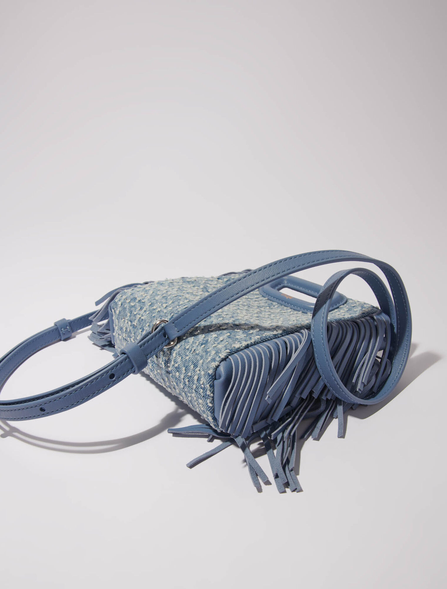 Bolso M mini de tela denim y estrás