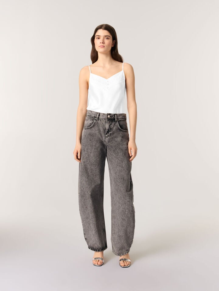 	Blusa de raso de seda y encaje