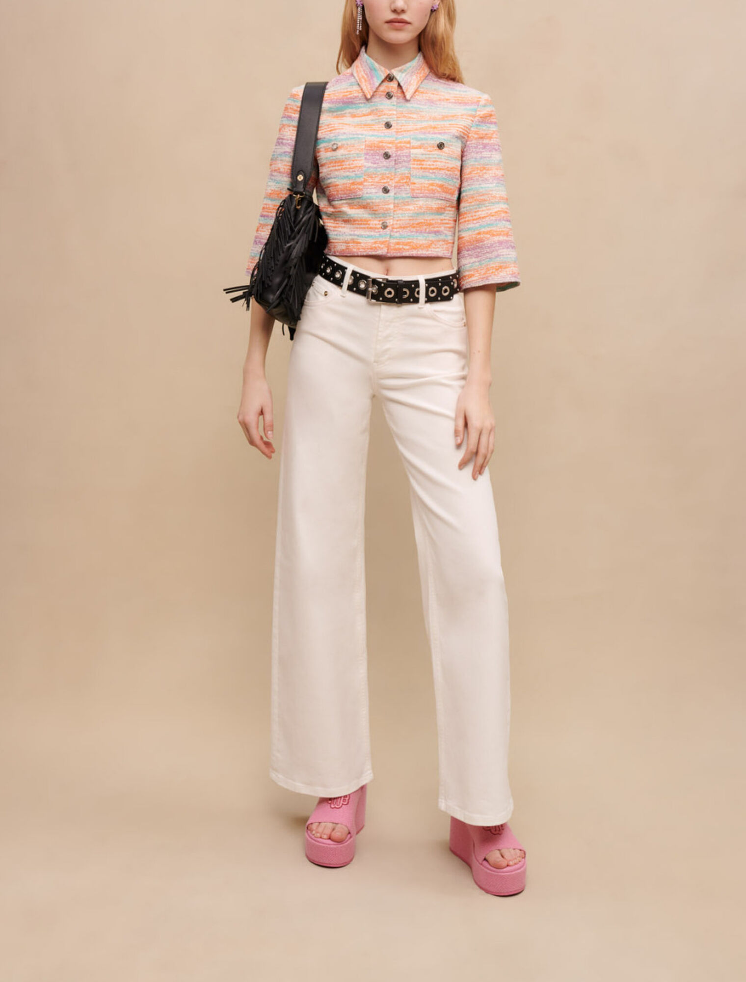 Chaqueta corta de tweed brillante