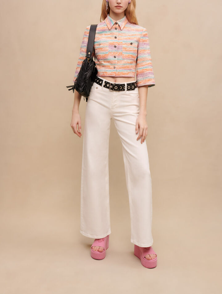 Chaqueta corta de tweed brillante