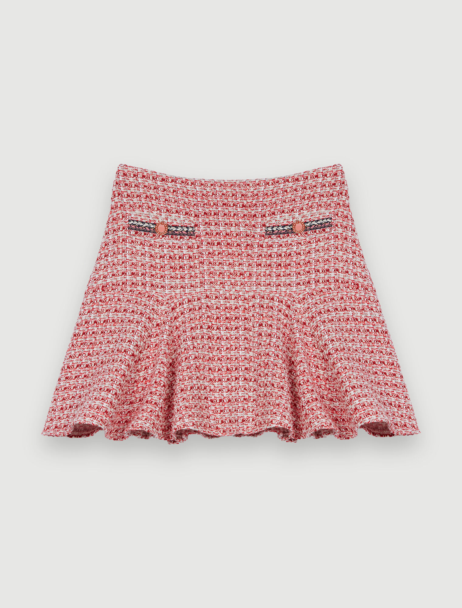 Falda de tweed con trenzas étnicas