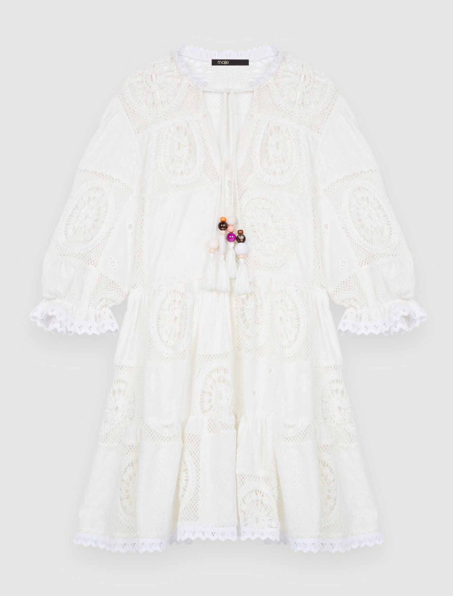 Vestido de gasa y ganchillo
