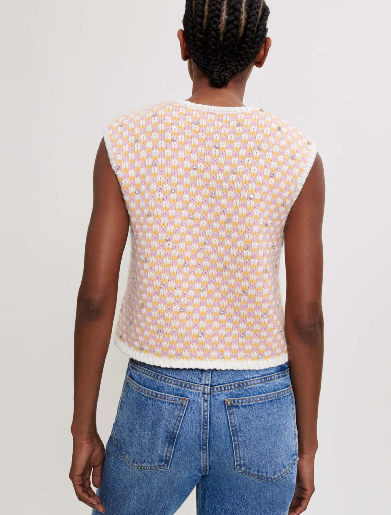 Jersey de punto fantasía con pedrería