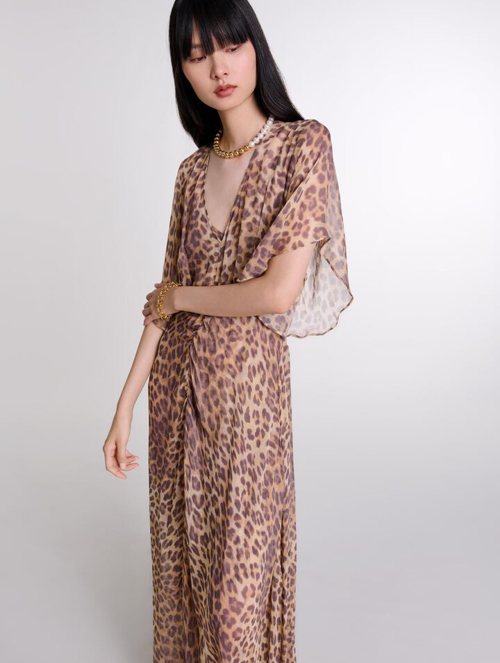 Vestido largo estampado de leopardo