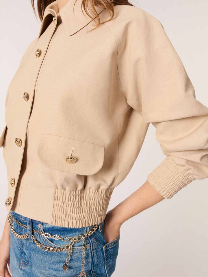 Chaqueta bomber de lino y algodón