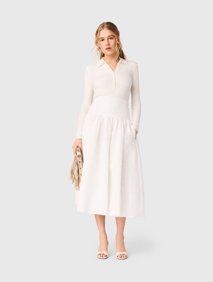 Falda larga de tafet&aacute;n