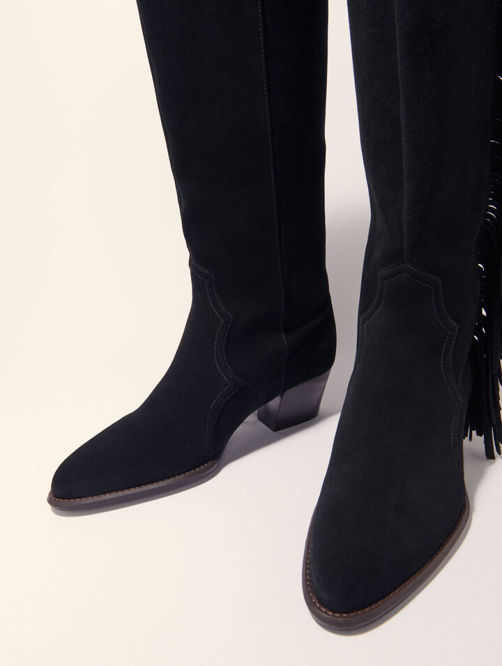 Botas de vaquero de ante con flecos