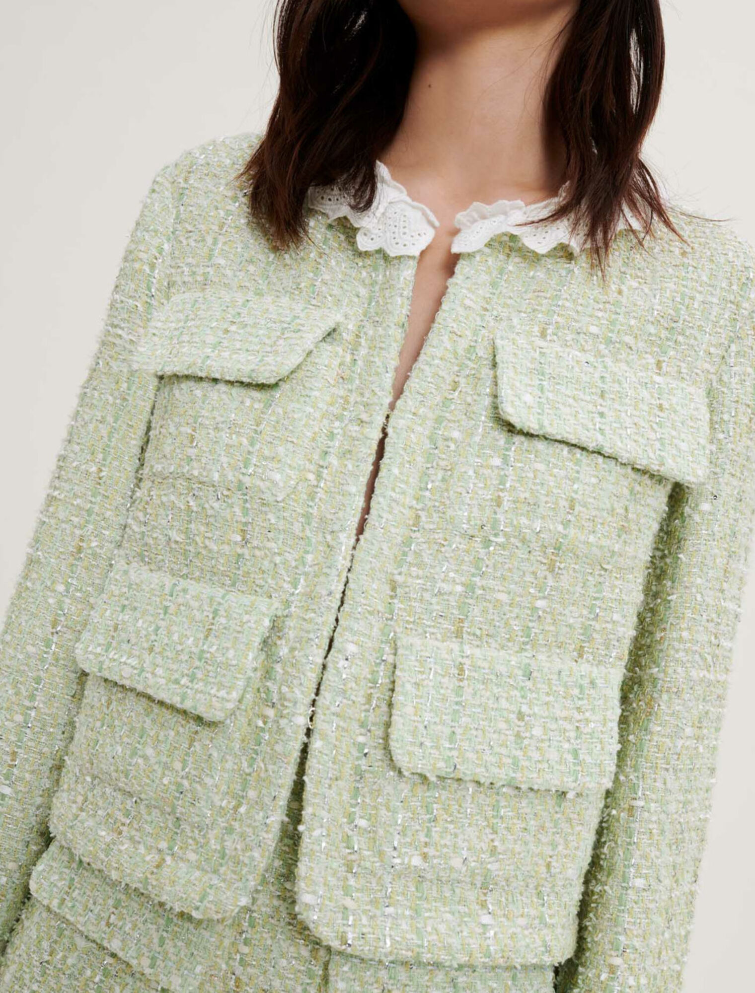 Chaqueta de tweed con brillo