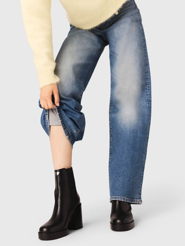 Botín chelsea de tacón de piel