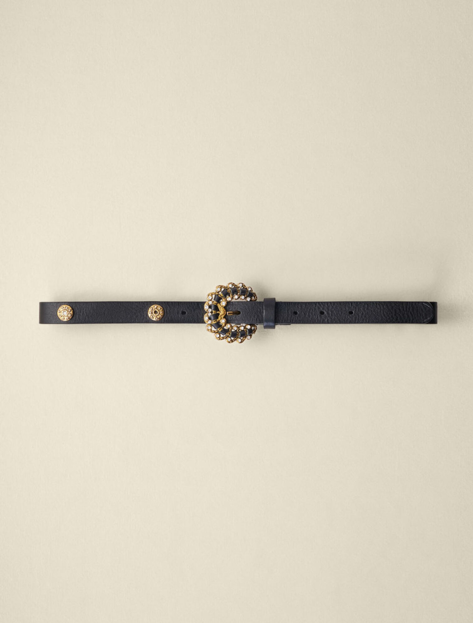 Cinturón de piel con strass
