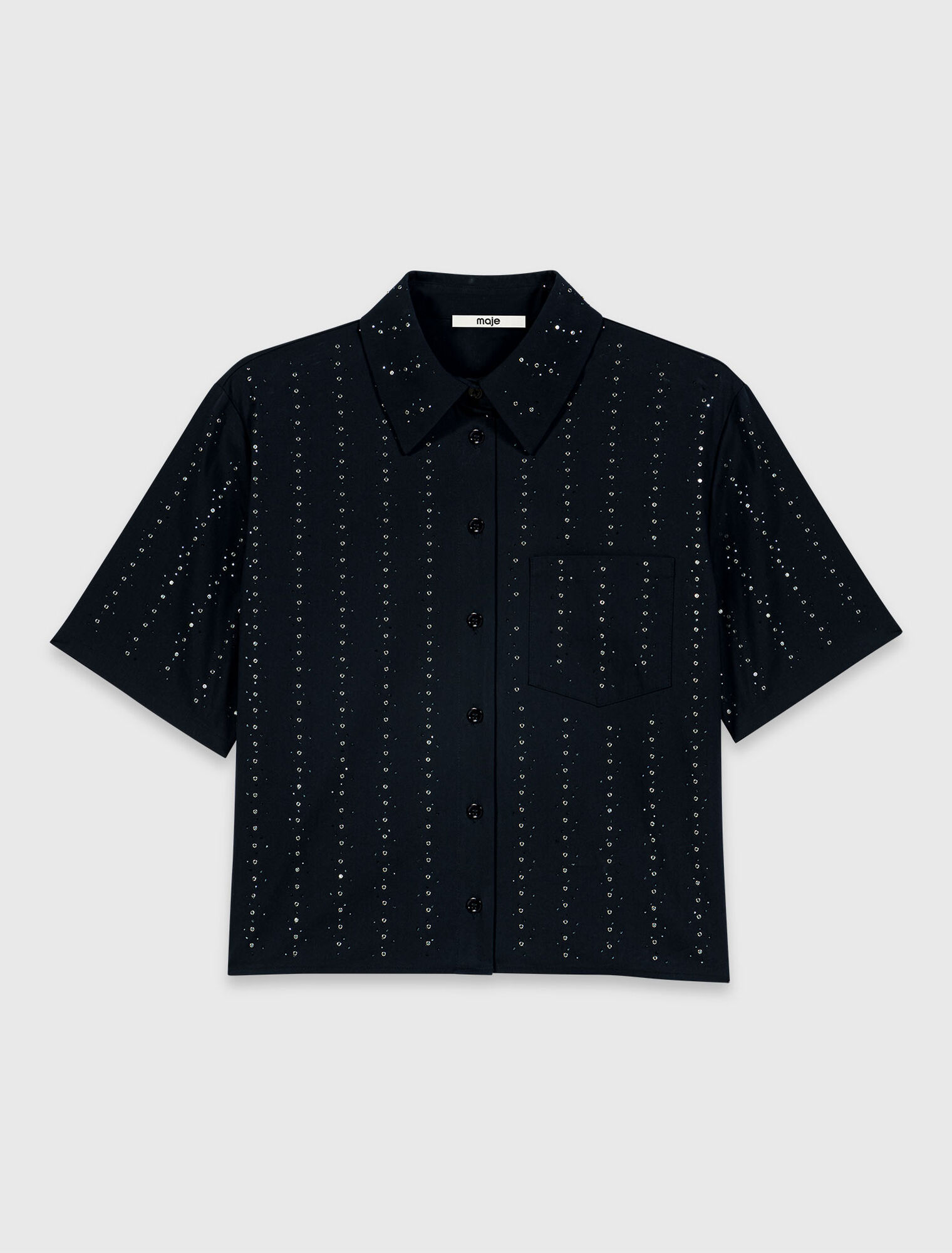 Camisa corta de algod&oacute;n con strass
