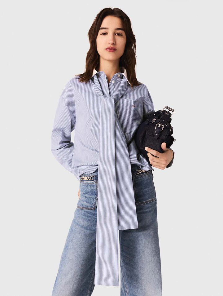 Camisa de rayas con cuello lavallière