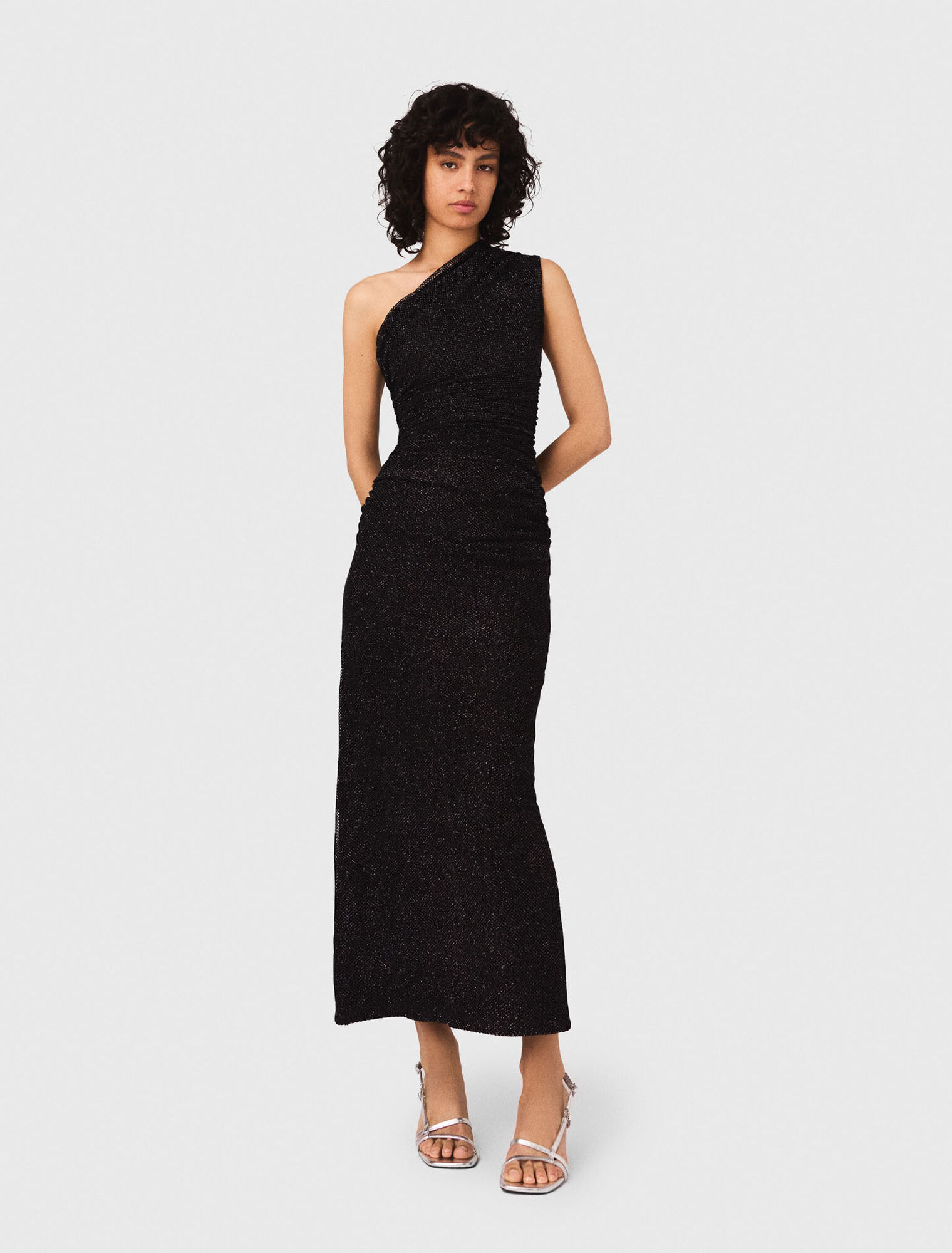 Vestido asimétrico de punto brillante