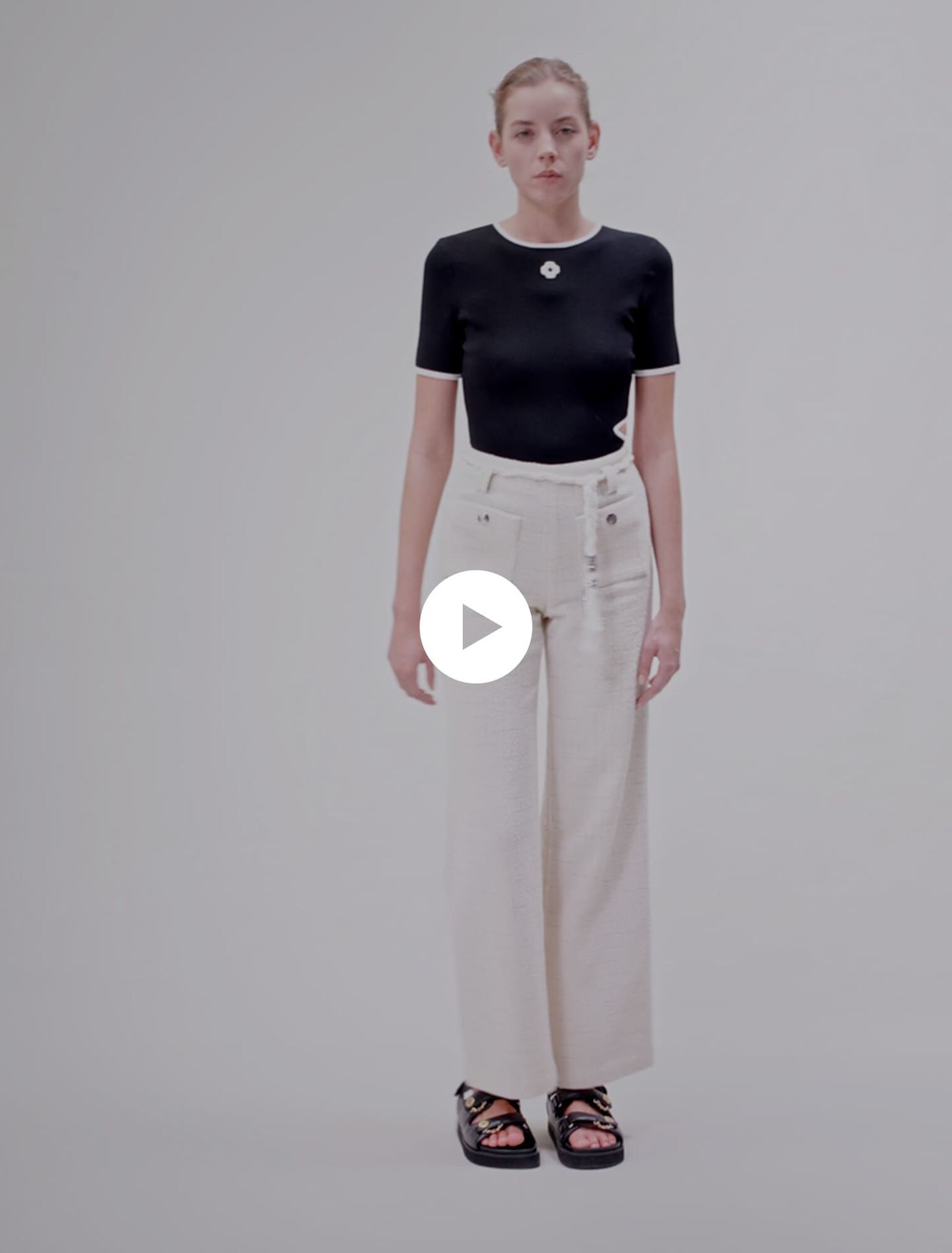 Pantalón tweed de hilos metalizados