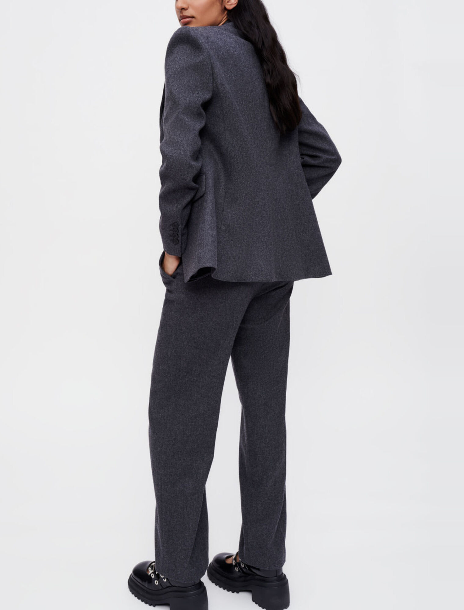 Pantalones anchos de franela gris