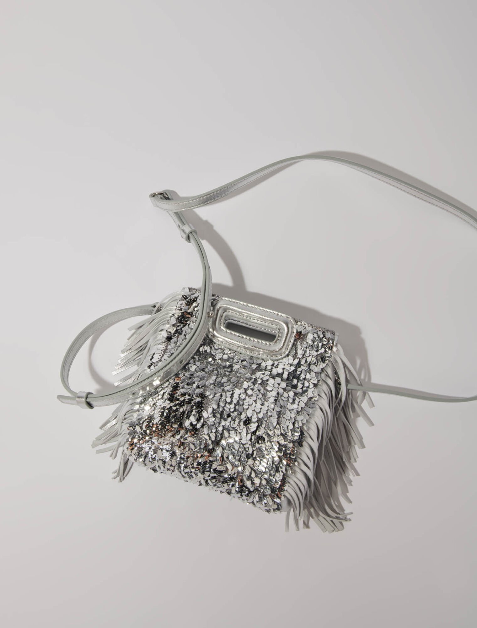 Bolso M mini de lentejuelas plateadas