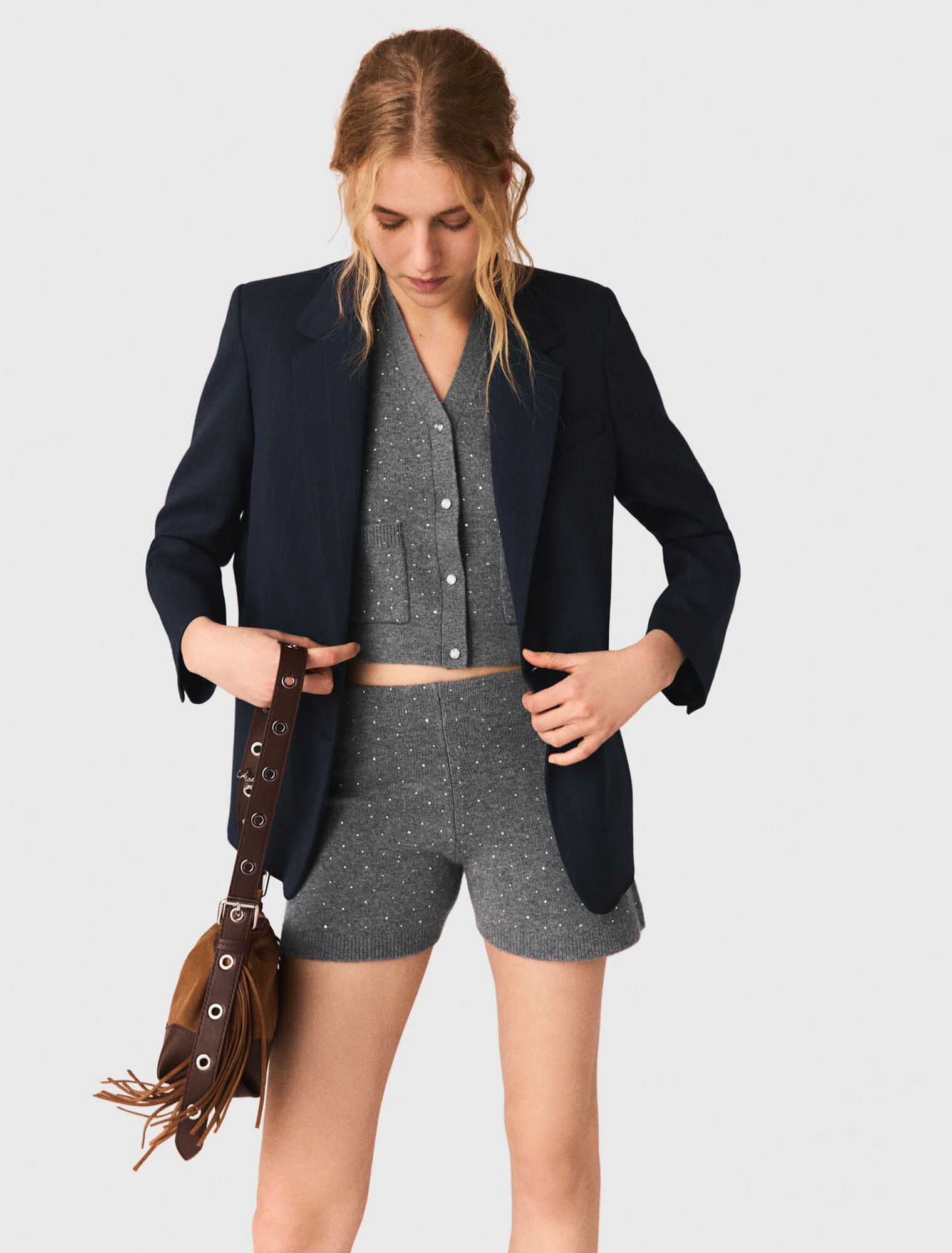 Short de punto con strass