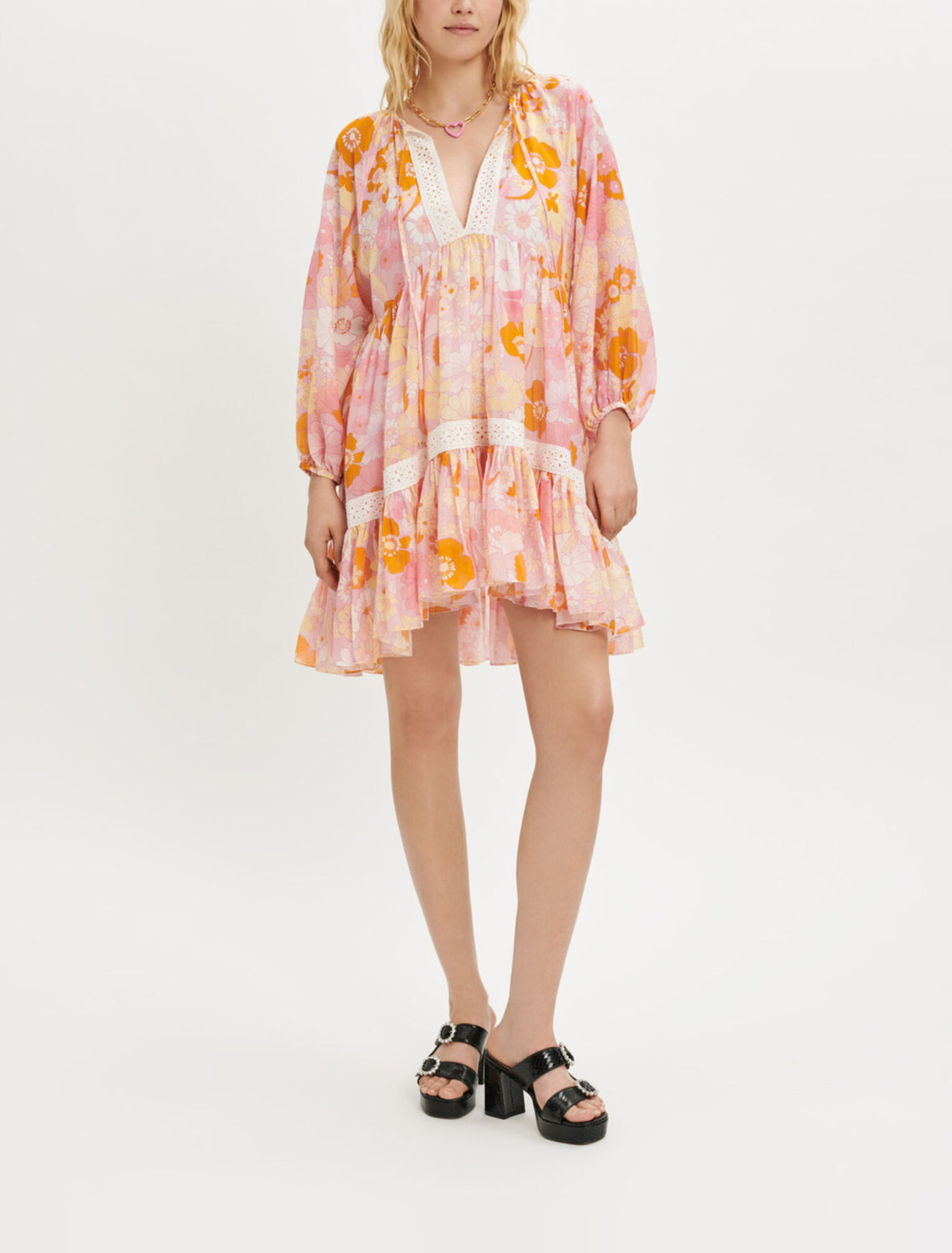 Vestido de gasa de algodón y seda