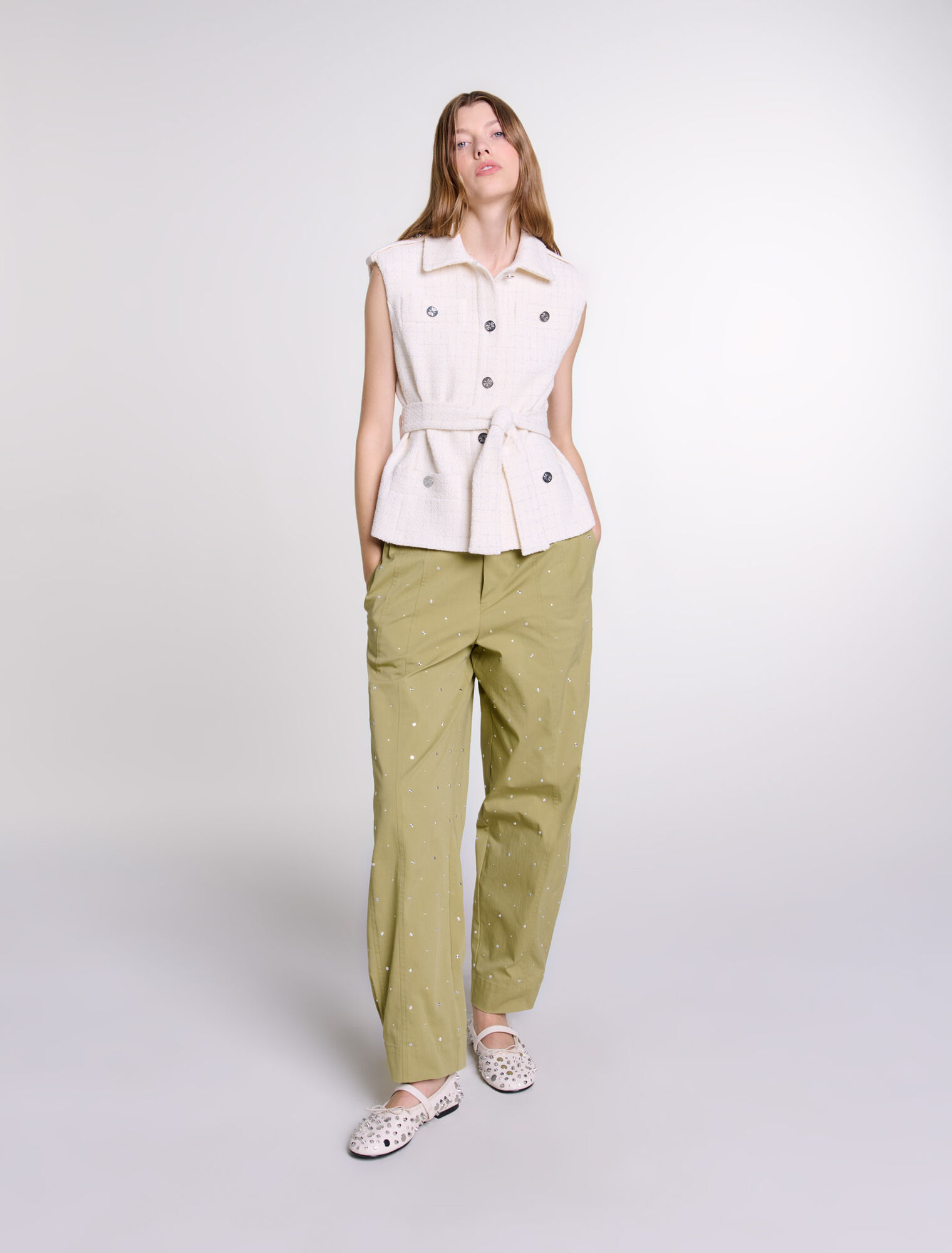 Chaqueta de tweed sin mangas