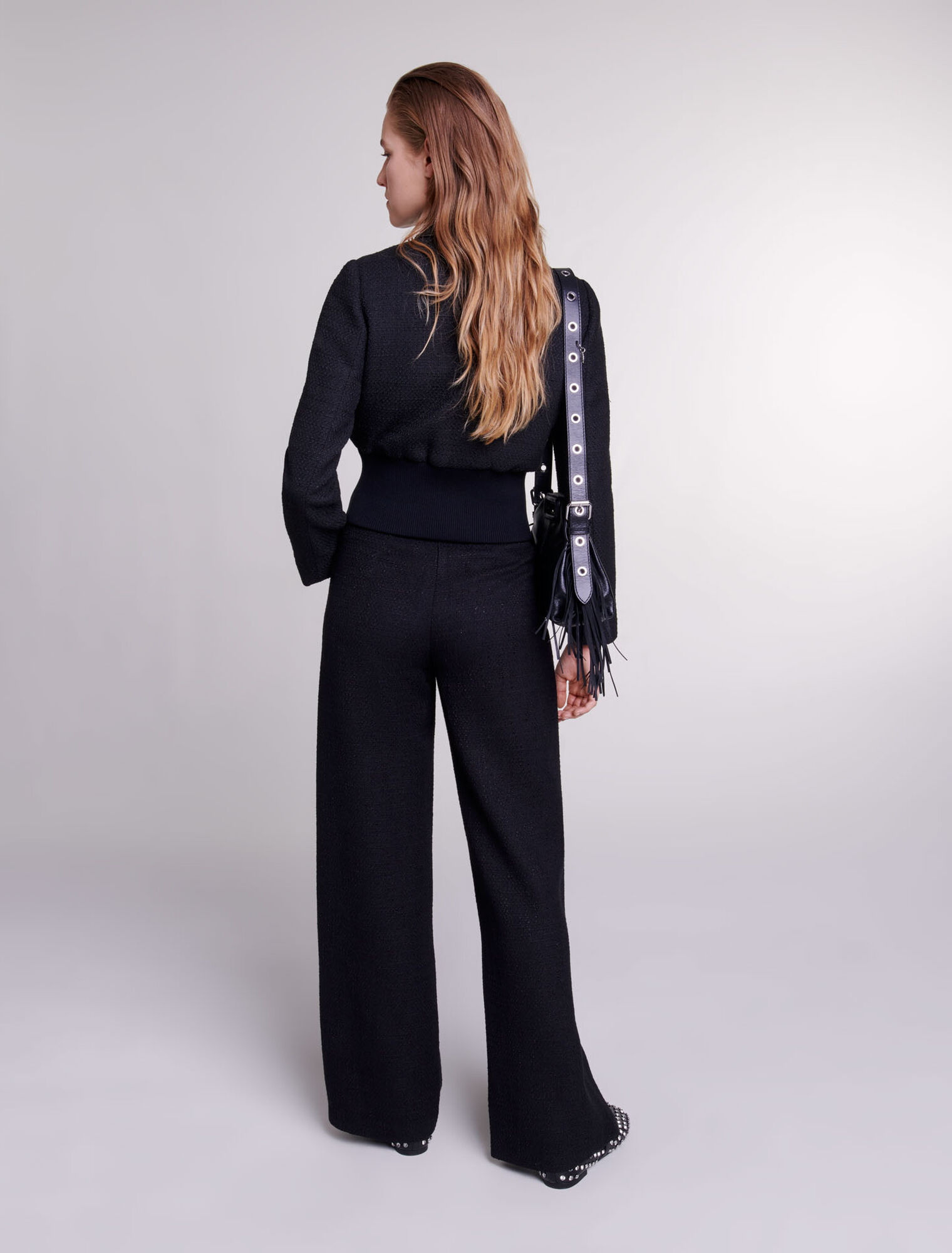 Pantalón ancho de tweed