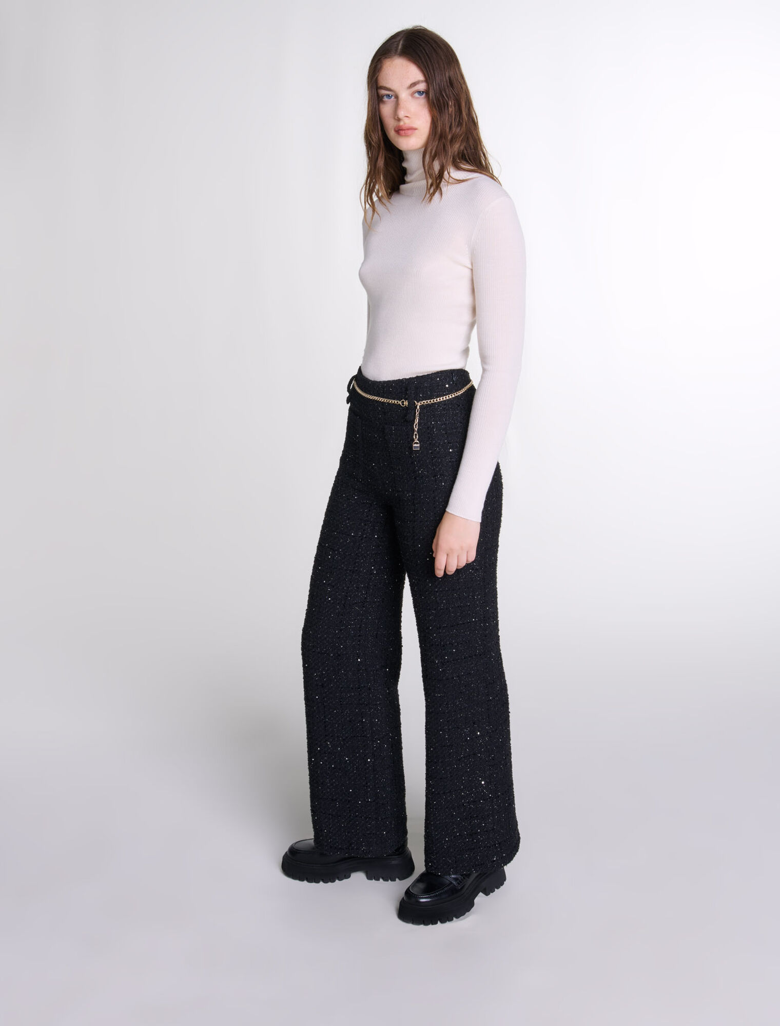 Pantalón de tweed lentejuelas