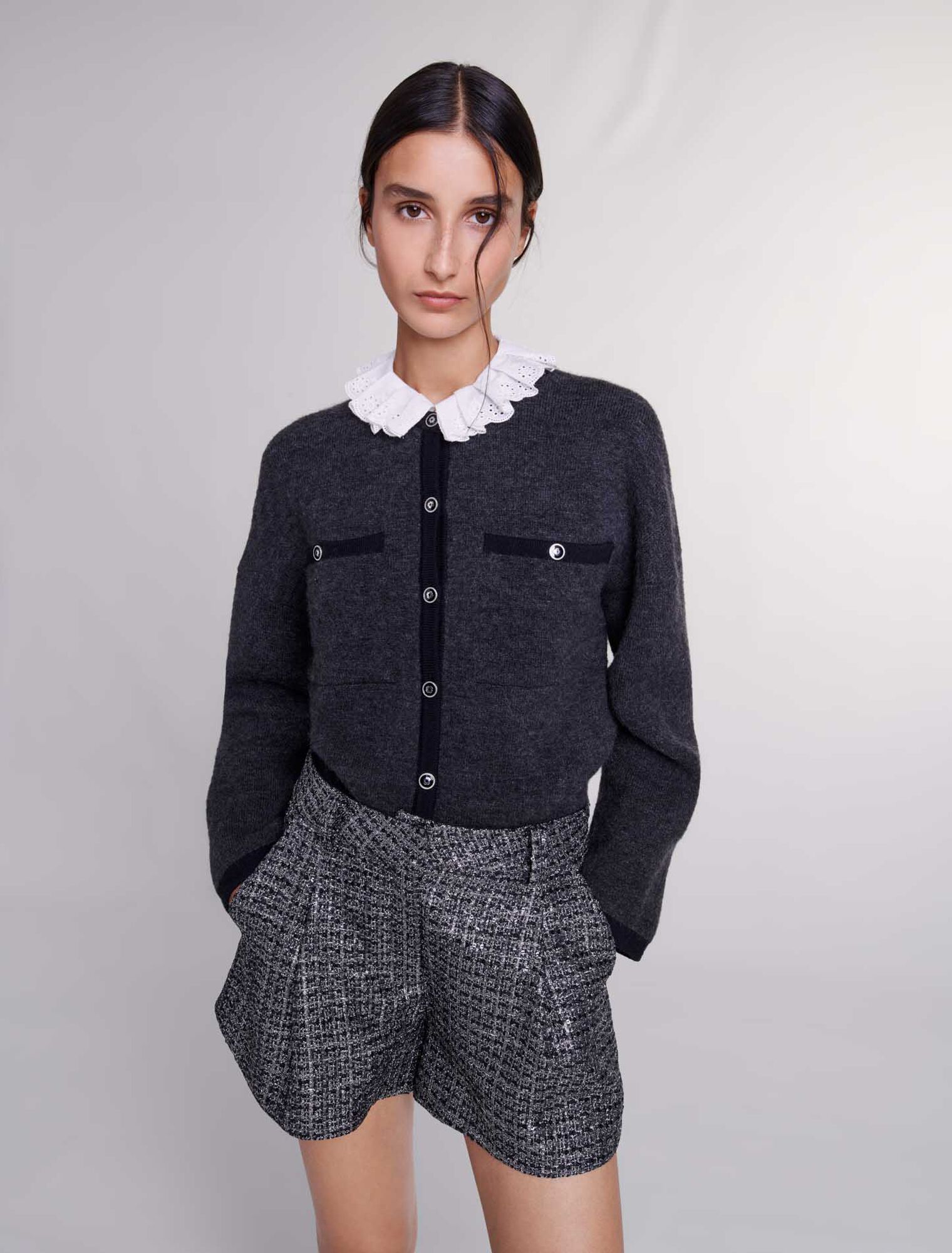 Pantalón corto de tweed