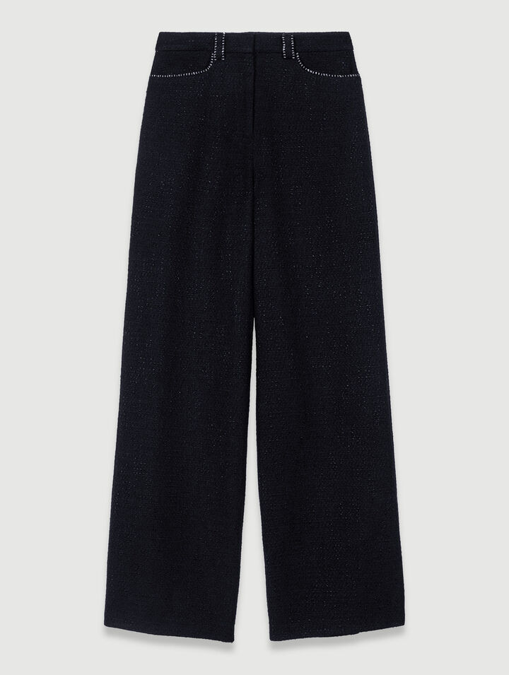 Pantalón ancho de tweed