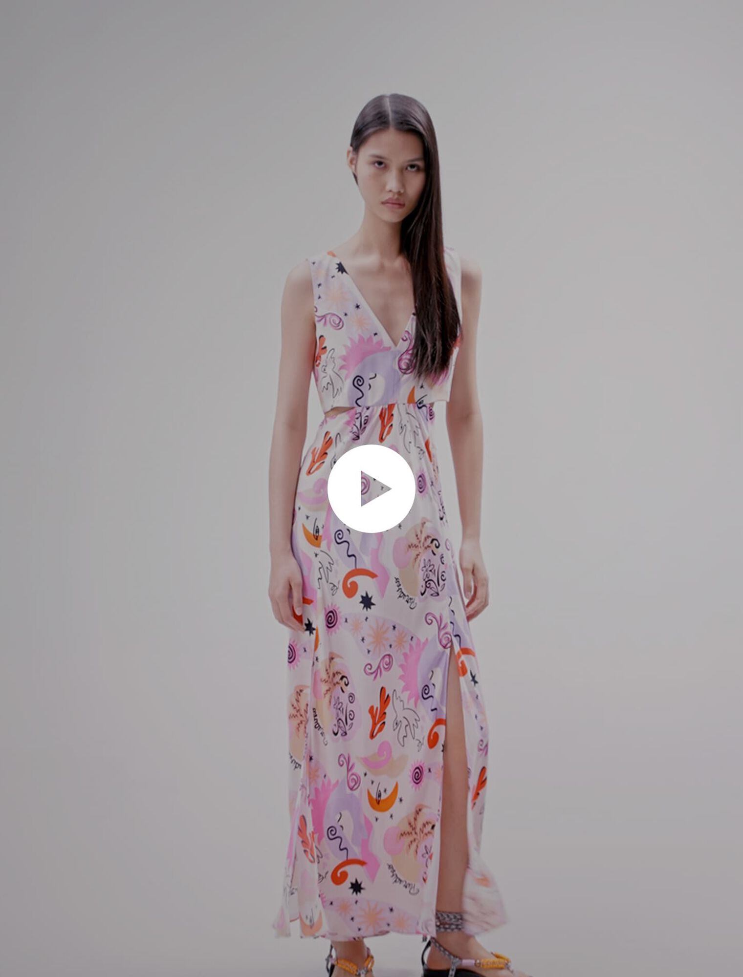 Vestido largo calado de seda