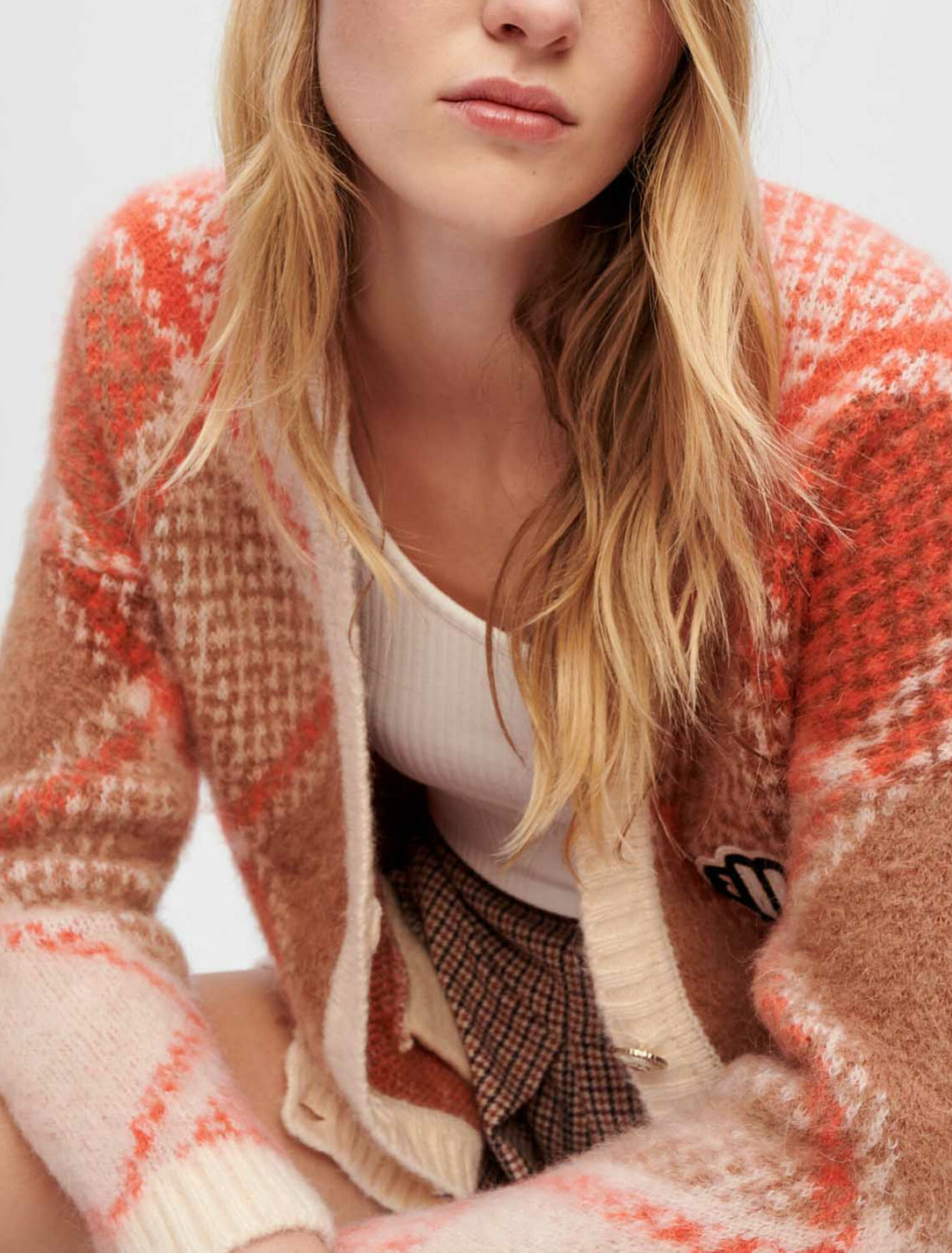 Chaqueta de punto jacquard con rombos