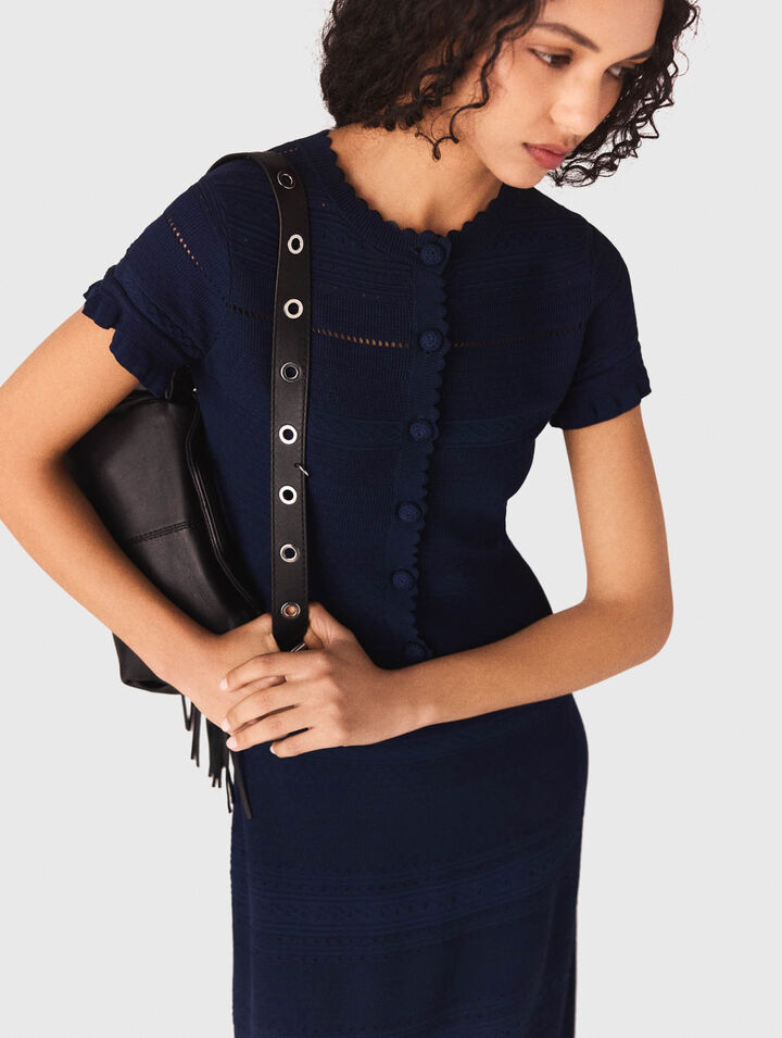 Vestido largo de punto con volantes