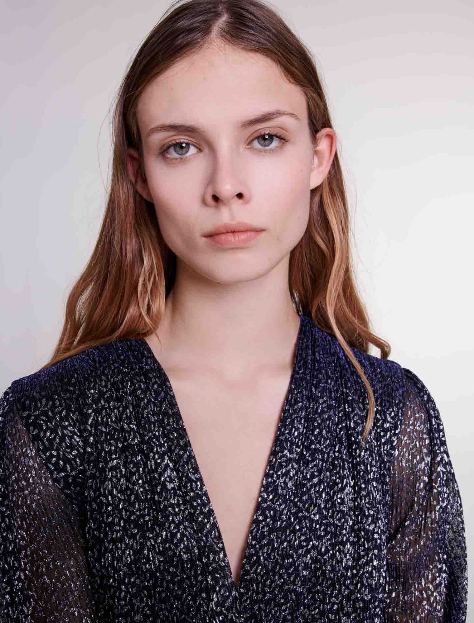 Vestido drapeado de lúrex