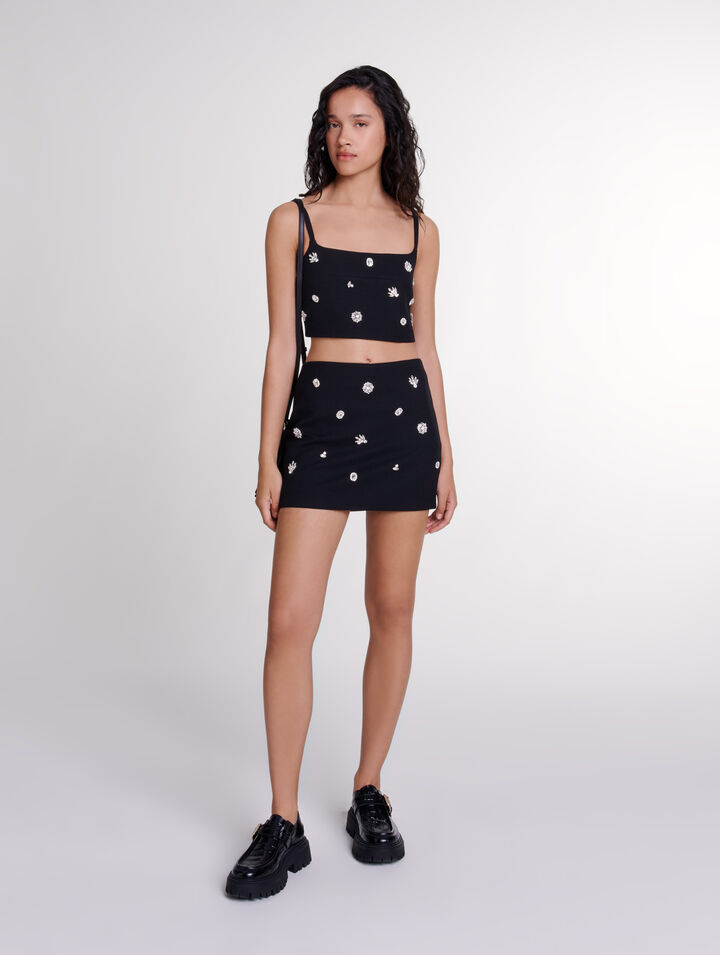 Crop top con strass