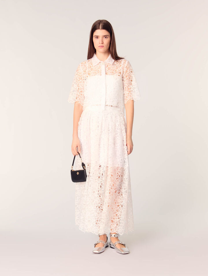 Falda larga en guipur floral