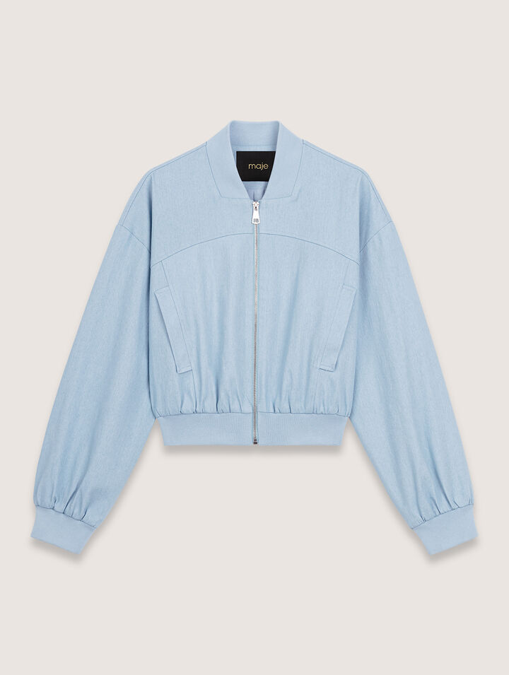 Cazadora bomber corta de denim