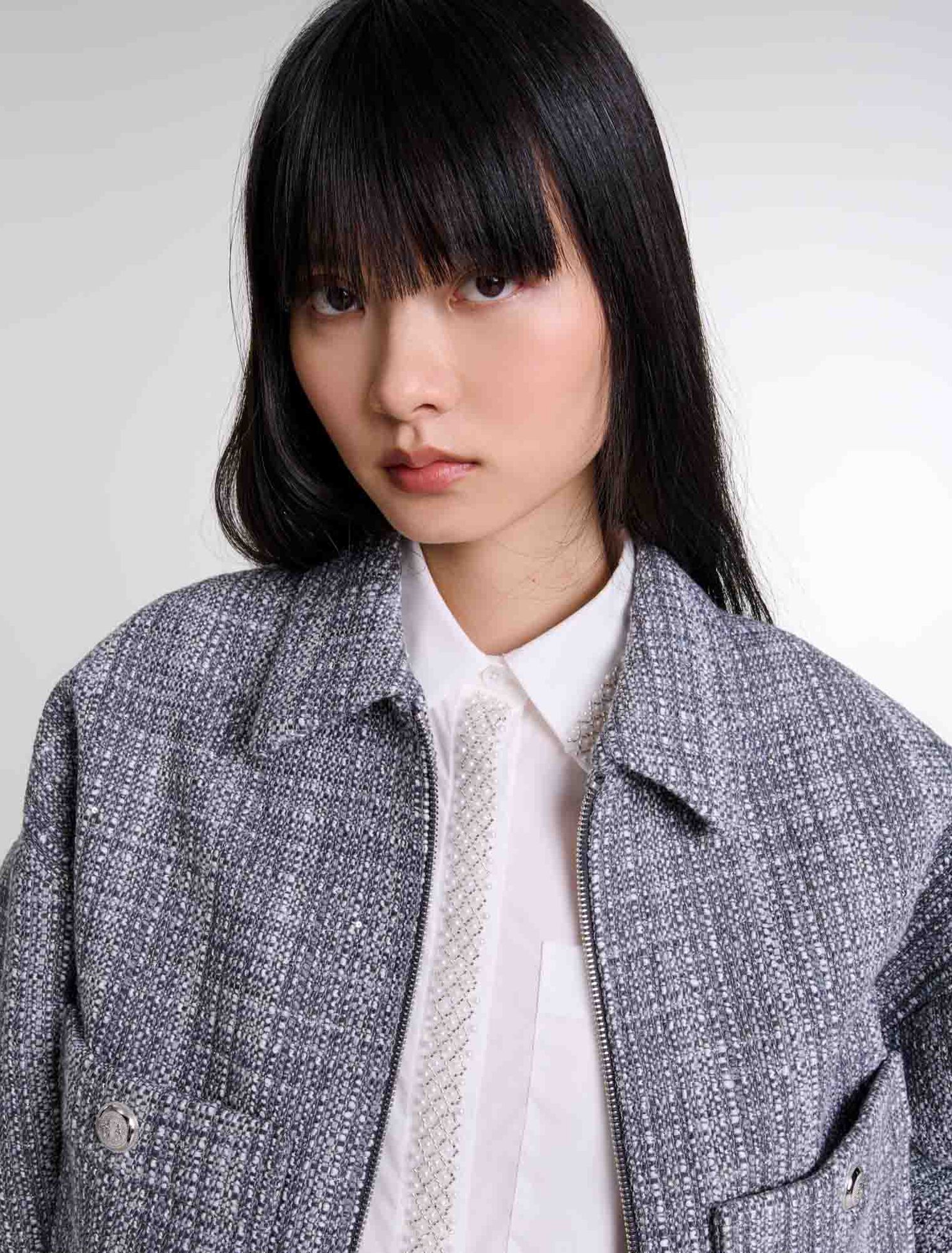 Cazadora corta de tweed