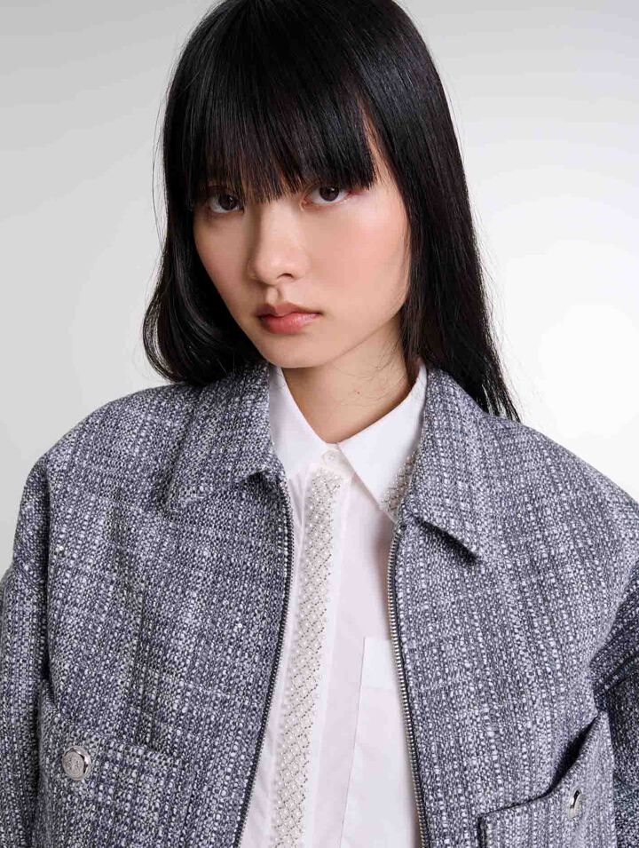 Cazadora corta de tweed