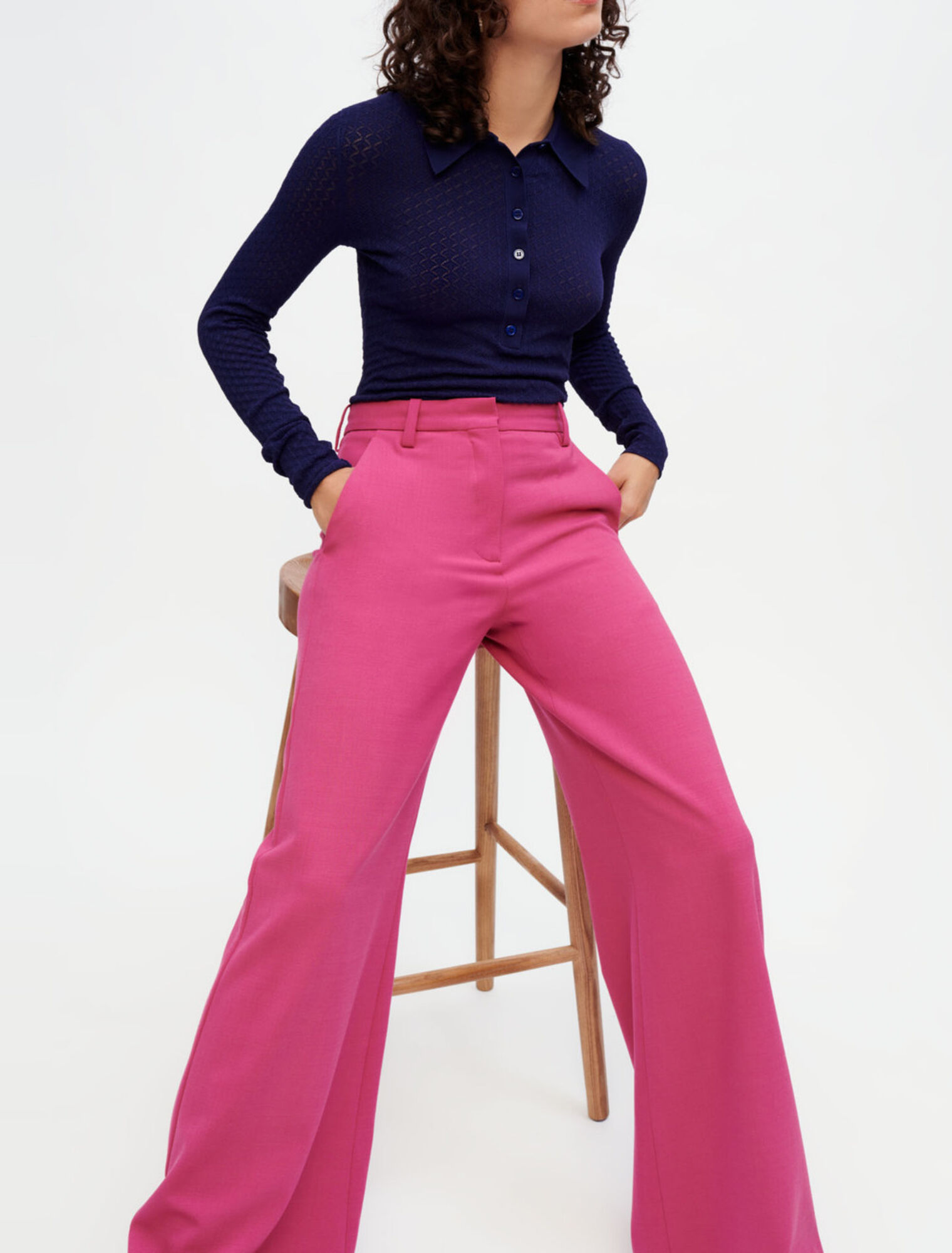 Pantalón sastre stretch pierna ancha