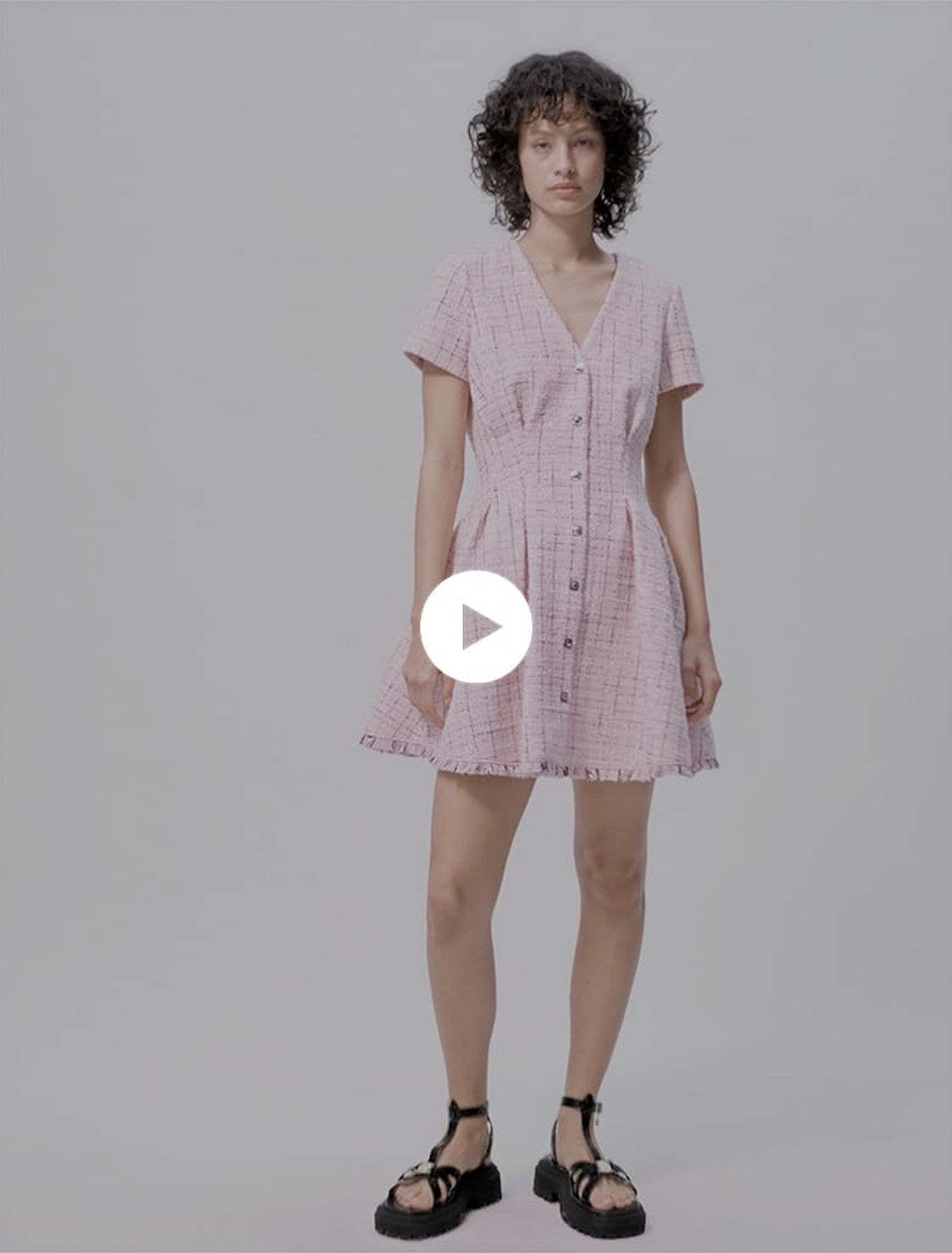 Vestido babydoll de tweed