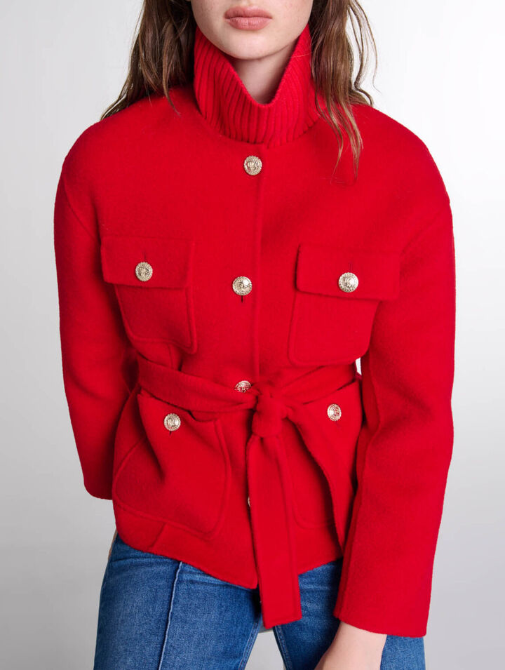 Chaqueta reversible con cintur&oacute;n
