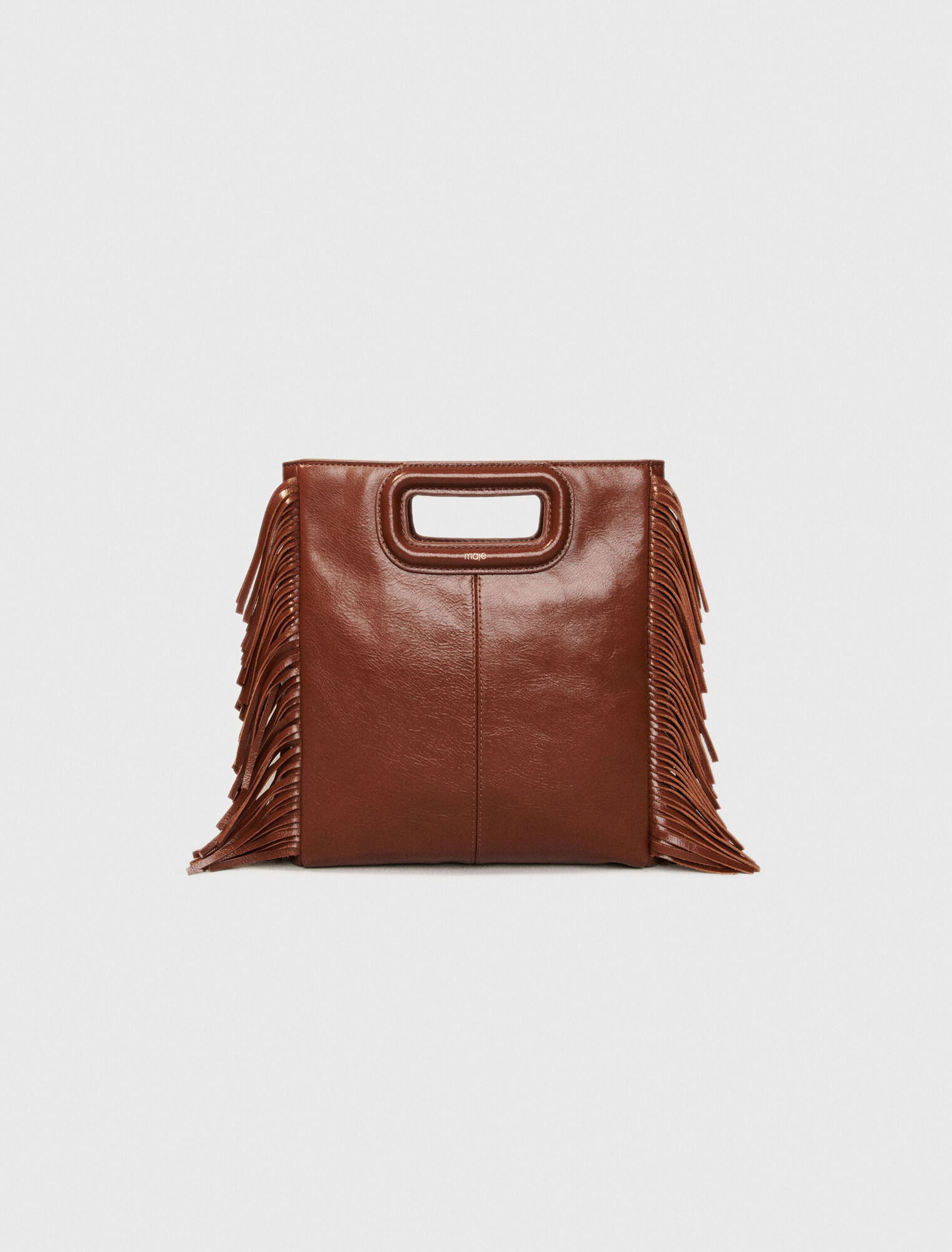 Bolso M de cuero craquelado