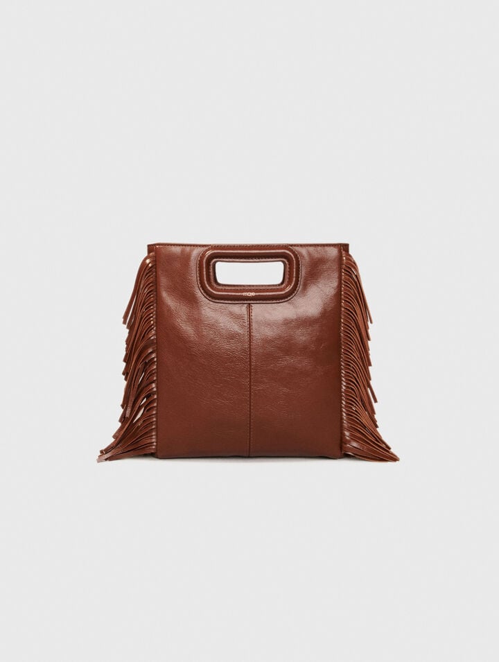 Bolso M de cuero craquelado