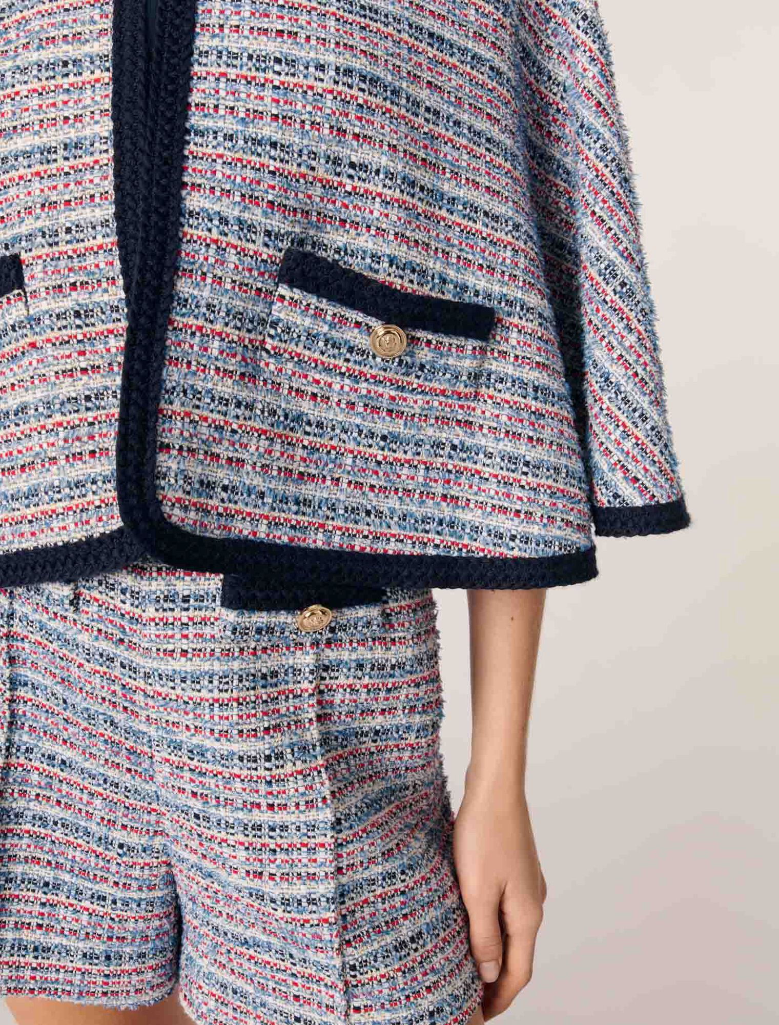 Capa de tweed con pasamanos contrastados