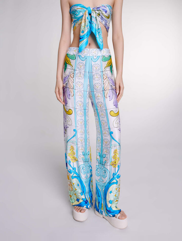 Pantalón satinado estampado
